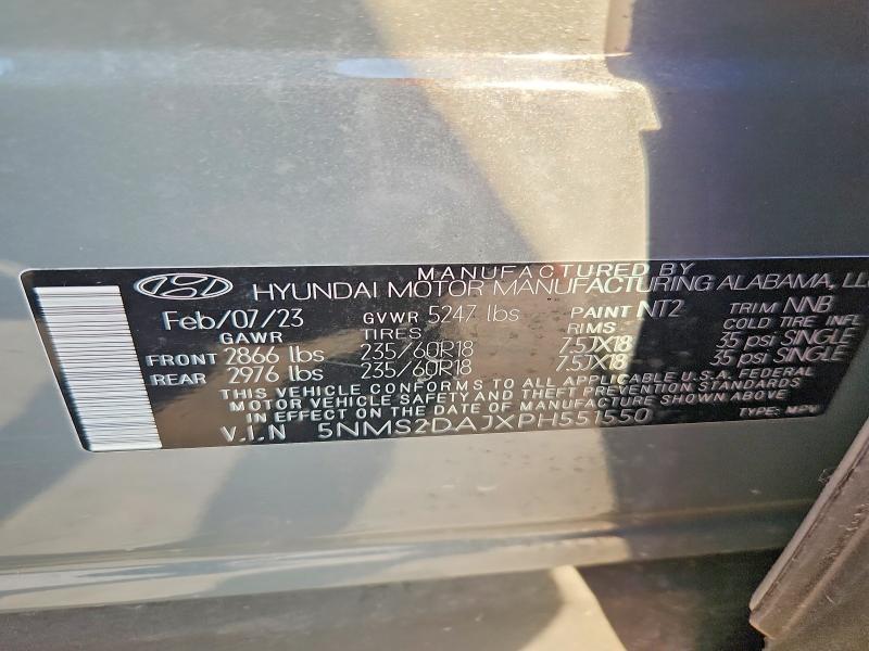 57708466 :رقم المزاد ، 5NMS2DAJXPH551550 vin ، 2023 Hyundai Santa Fe مزاد بيع