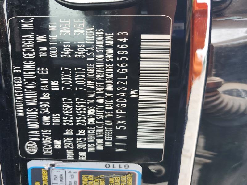 Aukcja sprzedaży 2020 Kia Sorento, vin: 5XYPGDA32LG659643, numer aukcji: 56098436