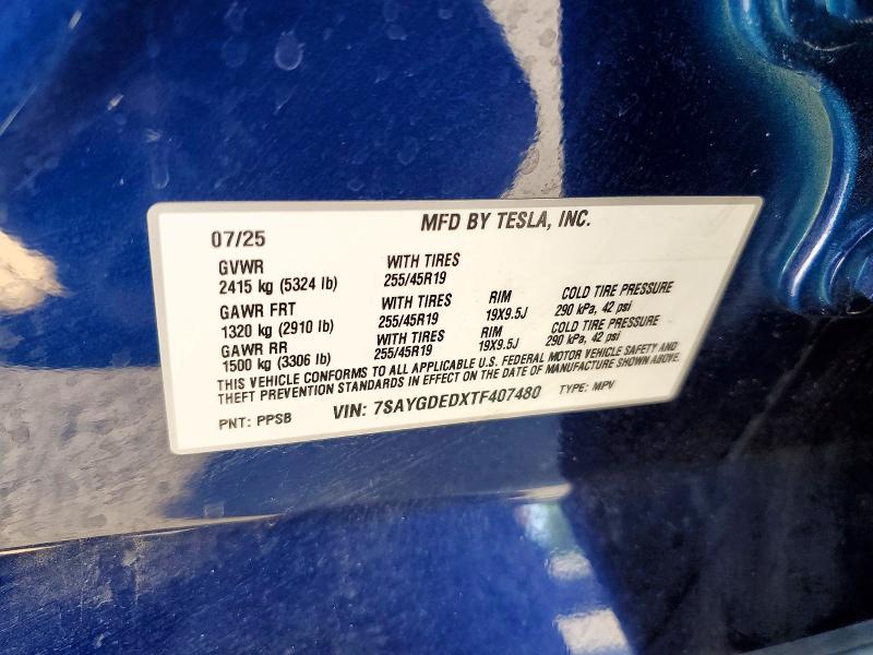 2026 Tesla Model Y მანქანა იყიდება აუქციონზე, vin: 7SAYGDEDXTF407480, აუქციონის ნომერი: 57538536