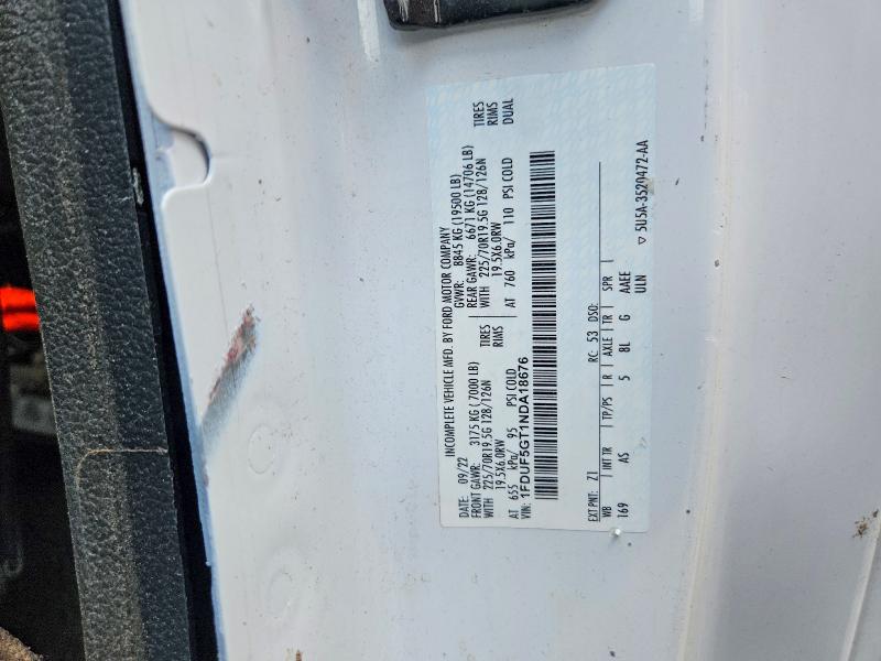2022 Ford F550 მანქანა იყიდება აუქციონზე, vin: 1FDUF5GT1NDA18676, აუქციონის ნომერი: 55229256
