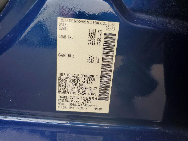 Продаж на аукціоні авто 2023 Nissan Altima, vin: 1N4BL4CV9PN359994, номер лоту: 58927496