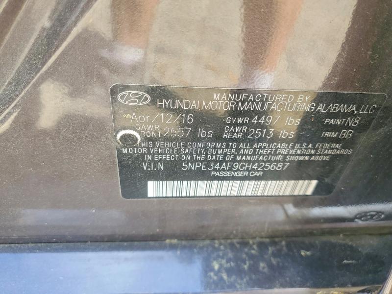 Aukcja sprzedaży 2016 Hyundai Sonata, vin: 5NPE34AF9GH425687, numer aukcji: 58044516