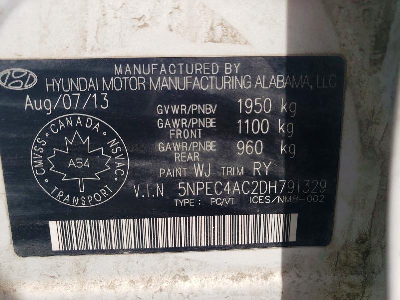 57421746 :رقم المزاد ، 5NPEC4AC2DH791329 vin ، 2013 Hyundai Sonata مزاد بيع