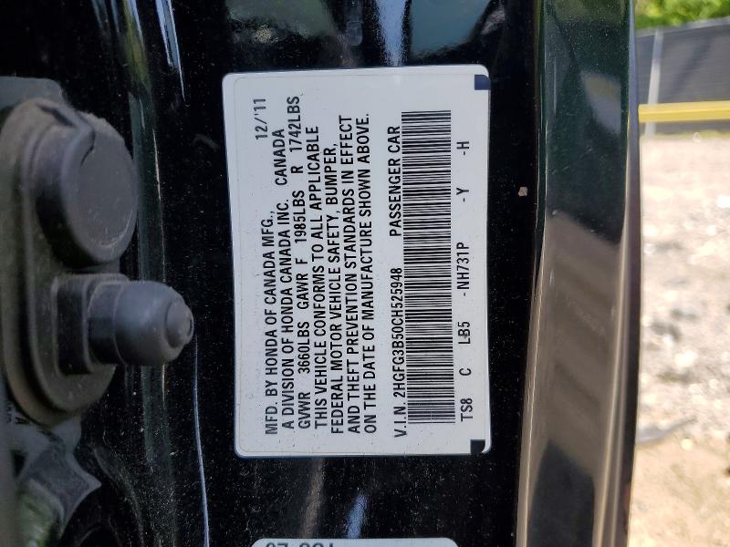 55226636 :رقم المزاد ، 2HGFG3B50CH525948 vin ، 2012 Honda Civic مزاد بيع