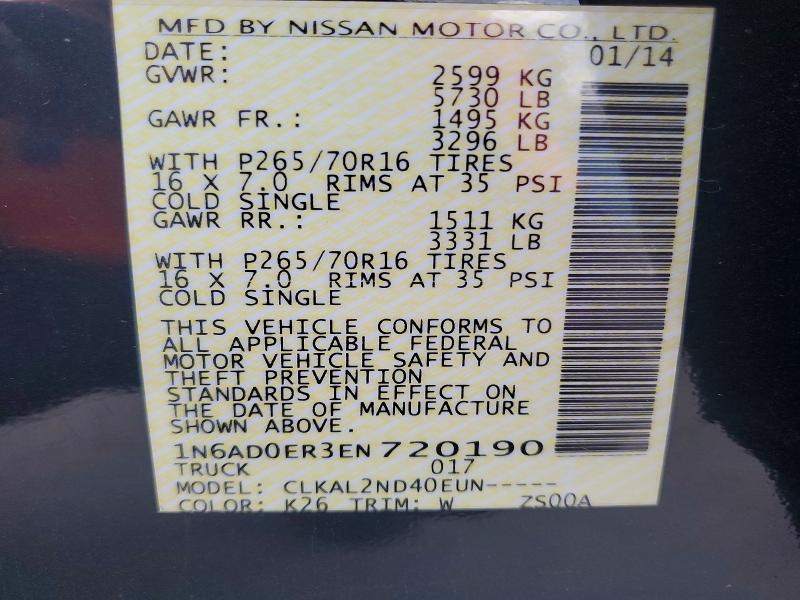 Aukcja sprzedaży 2014 Nissan Frontier, vin: 1N6AD0ER3EN720190, numer aukcji: 56577276