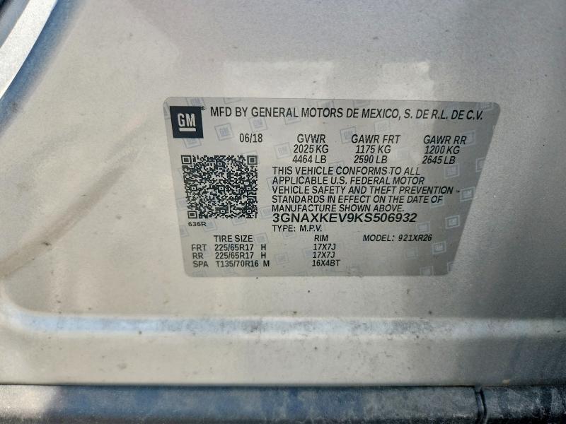 Продажа на аукционе авто 2019 Chevrolet Equinox, vin: 3GNAXKEV9KS506932, номер лота: 55011766