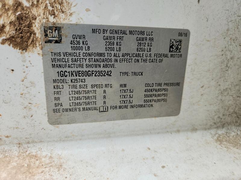 58706496 :رقم المزاد ، 1GC1KVE80GF235242 vin ، 2016 Chevrolet Silverado مزاد بيع