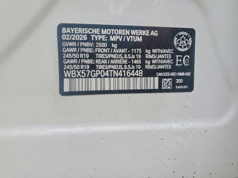 Продаж на аукціоні авто 2026 Bmw X3, vin: WBX57GP04TN416448, номер лоту: 58210696