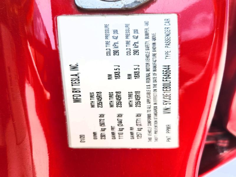 Aukcja sprzedaży 2020 Tesla Model 3, vin: 5YJ3E1EB0LF646644, numer aukcji: 59390366