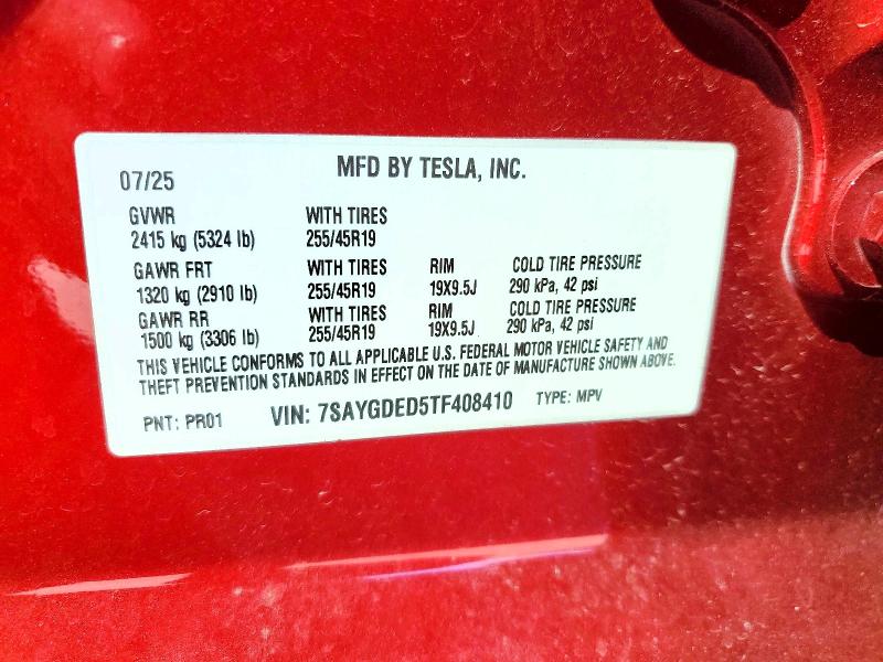 Продаж на аукціоні авто 2026 Tesla Model Y, vin: 7SAYGDED5TF408410, номер лоту: 59337726