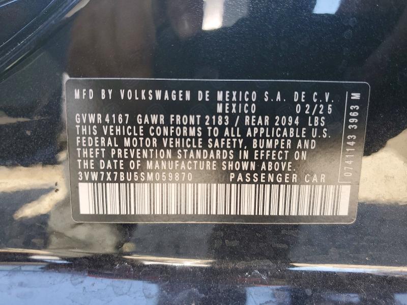 Aukcja sprzedaży 2025 Volkswagen Jetta, vin: 3VW7X7BU5SM059870, numer aukcji: 57028266