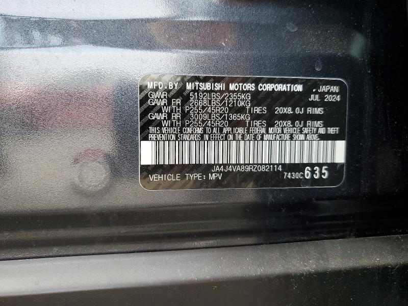 57633636 :رقم المزاد ، JA4J4VA89RZ082114 vin ، 2024 Mitsubishi Outlander مزاد بيع