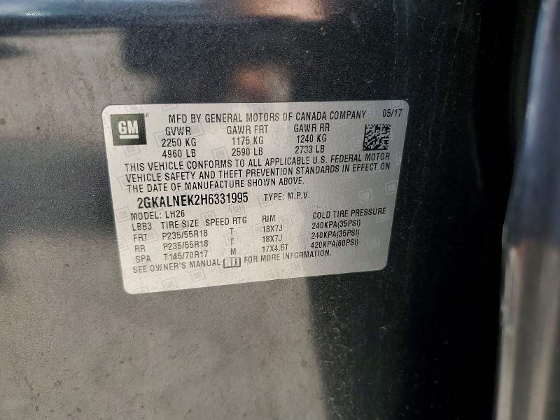 Aukcja sprzedaży 2017 Gmc Terrain, vin: 2GKALNEK2H6331995, numer aukcji: 57854666