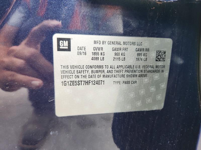 58522036 :رقم المزاد ، 1G1ZE5ST7HF124071 vin ، 2017 Chevrolet Malibu مزاد بيع