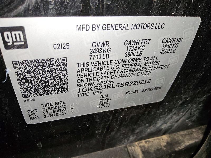 Продажа на аукционе авто 2025 Gmc Yukon Xl, vin: 1GKS2JRL5SR220212, номер лота: 59139396