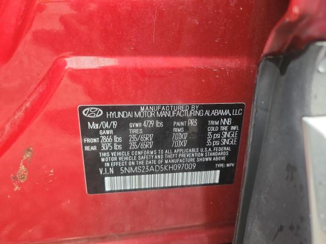 Продаж на аукціоні авто 2019 Hyundai Santa Fe, vin: 5NMS23AD5KH097009, номер лоту: 58887056