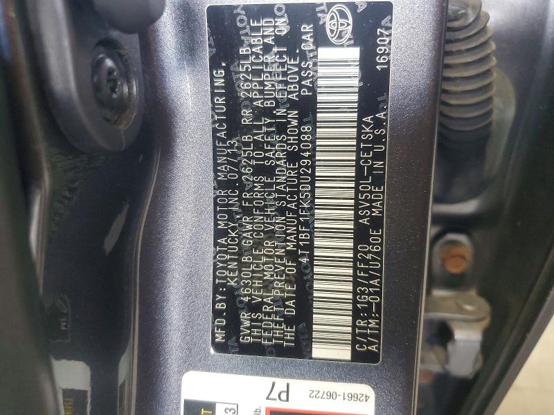 Продажа на аукционе авто 2013 Toyota Camry, vin: 4T1BF1FK5DU294088, номер лота: 55869696