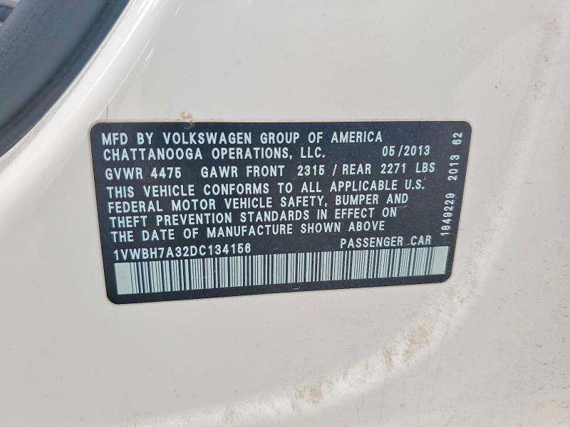 Aukcja sprzedaży 2013 Volkswagen Passat, vin: 1VWBH7A32DC134156, numer aukcji: 56894056