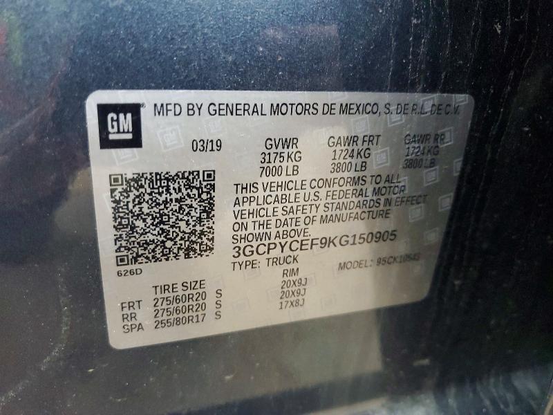 Aukcja sprzedaży 2019 Chevrolet Silverado, vin: 3GCPYCEF9KG150905, numer aukcji: 57134146