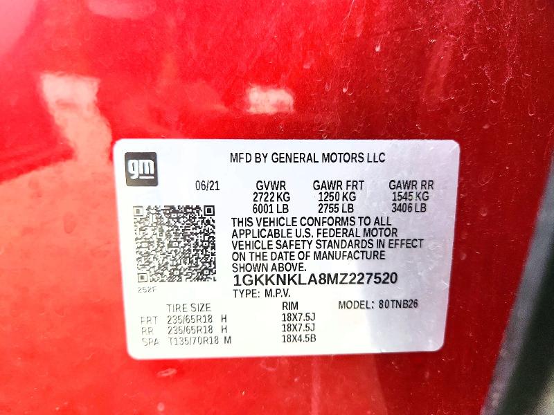 Aukcja sprzedaży 2021 Gmc Acadia, vin: 1GKKNKLA8MZ227520, numer aukcji: 55682856