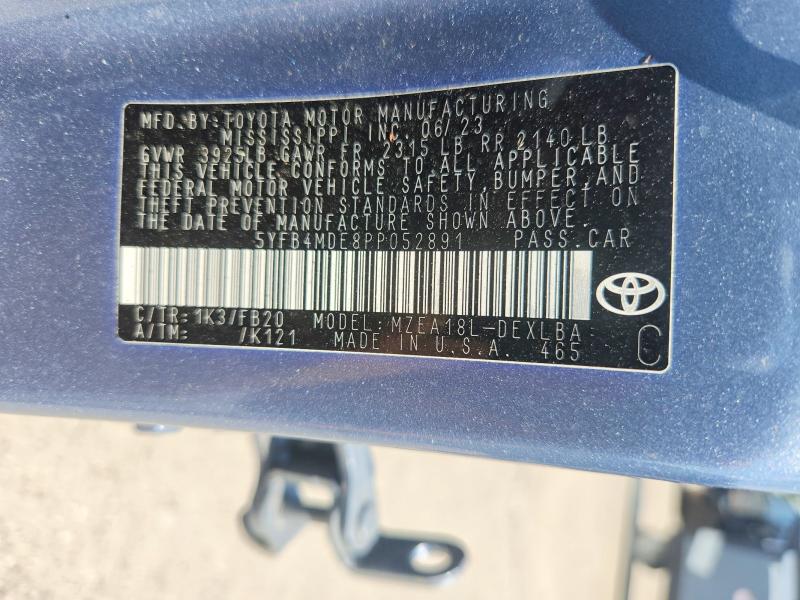 Продажа на аукционе авто 2023 Toyota Corolla, vin: 5YFB4MDE8PP052891, номер лота: 55781506