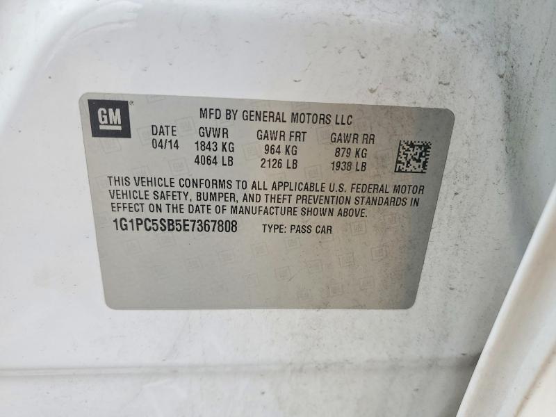 2014 Chevrolet Cruze მანქანა იყიდება აუქციონზე, vin: 1G1PC5SB5E7367808, აუქციონის ნომერი: 55439526