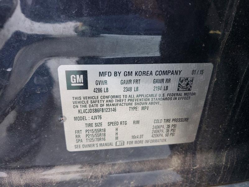 2015 Buick Encore მანქანა იყიდება აუქციონზე, vin: KL4CJDSB6FB123146, აუქციონის ნომერი: 58090706