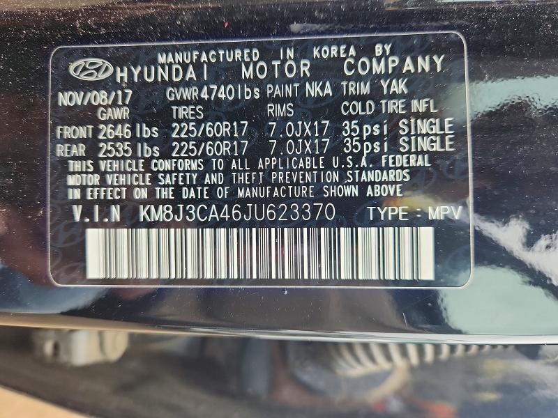 Aukcja sprzedaży 2018 Hyundai Tucson, vin: KM8J3CA46JU623370, numer aukcji: 56287696