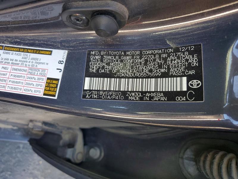 Продажа на аукционе авто 2013 Toyota Prius, vin: JTDKN3DU9D5575599, номер лота: 59010776