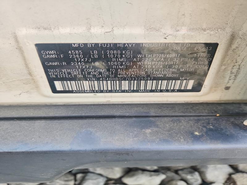 2013 Subaru Outback მანქანა იყიდება აუქციონზე, vin: 4S4BRBSC7D3325097, აუქციონის ნომერი: 56739816