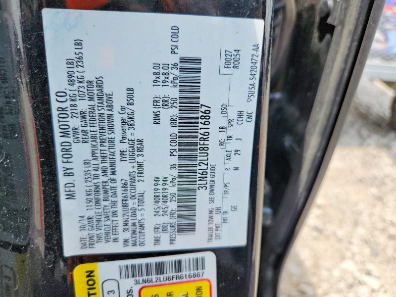 Aukcja sprzedaży 2015 Lincoln Mkz, vin: 3LN6L2LU8FR616867, numer aukcji: 59114736
