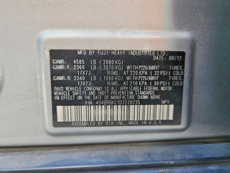 Aukcja sprzedaży 2013 Subaru Outback, vin: 4S4BRBKC1D3228235, numer aukcji: 56638706