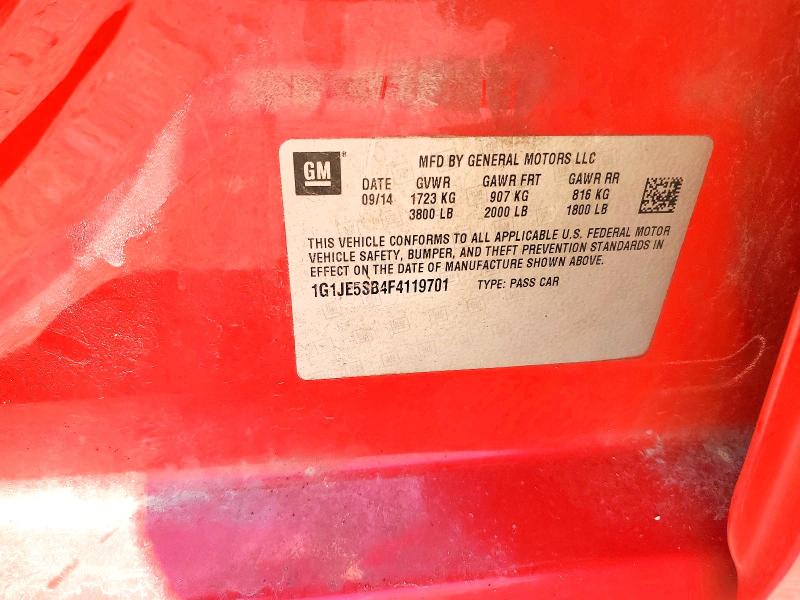 2015 Chevrolet Sonic მანქანა იყიდება აუქციონზე, vin: 1G1JE5SB4F4119701, აუქციონის ნომერი: 58038846
