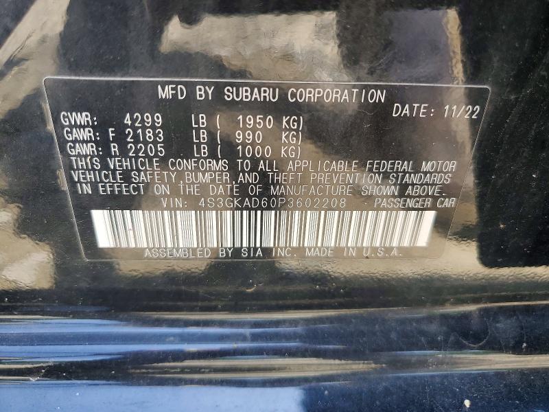 85770755 :رقم المزاد ، 4S3GKAD60P3602208 vin ، 2023 Subaru Impreza مزاد بيع