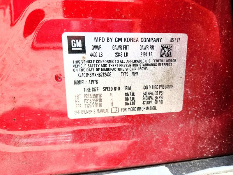 Продаж на аукціоні авто 2017 Buick Encore, vin: KL4CJHSMXHB212438, номер лоту: 58158756
