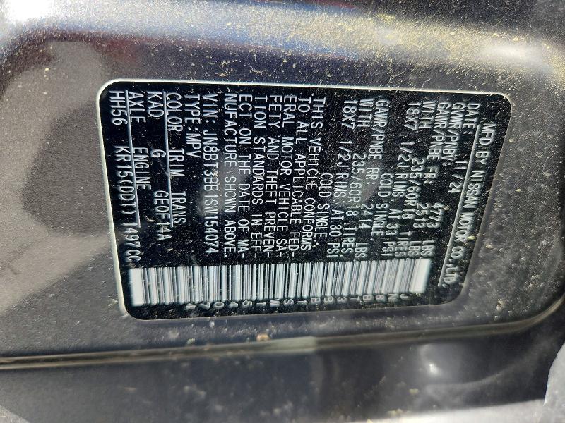 58542866 :رقم المزاد ، JN8BT3BB1SW154074 vin ، 2025 Nissan Rogue مزاد بيع