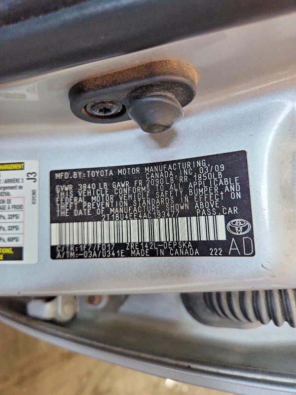 56634896 :رقم المزاد ، 2T1BU4EE4AC193477 vin ، 2010 Toyota Corolla مزاد بيع