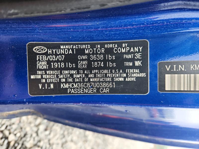 56505546 :رقم المزاد ، KMHCM36C87U038661 vin ، 2007 Hyundai Accent مزاد بيع