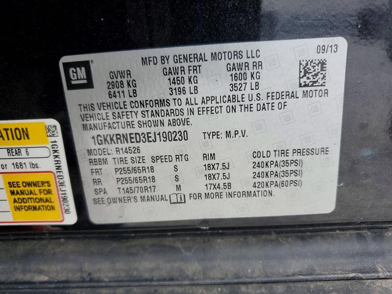 Aukcja sprzedaży 2014 Gmc Acadia, vin: 1GKKRNED3EJ190230, numer aukcji: 56763476