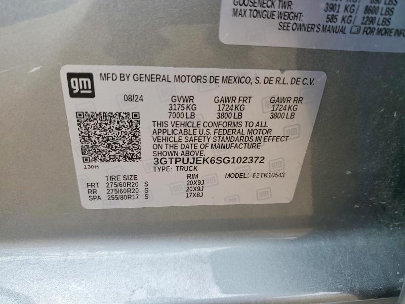 Продажа на аукционе авто 2025 Gmc Sierra, vin: 3GTPUJEK6SG102372, номер лота: 58591826