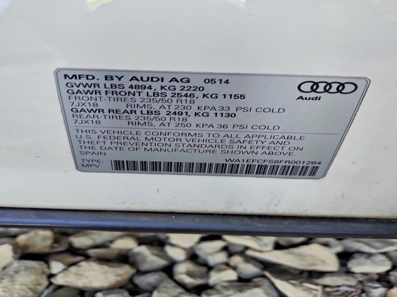 Aukcja sprzedaży 2015 Audi Q3, vin: WA1EFCFS8FR001264, numer aukcji: 56228306