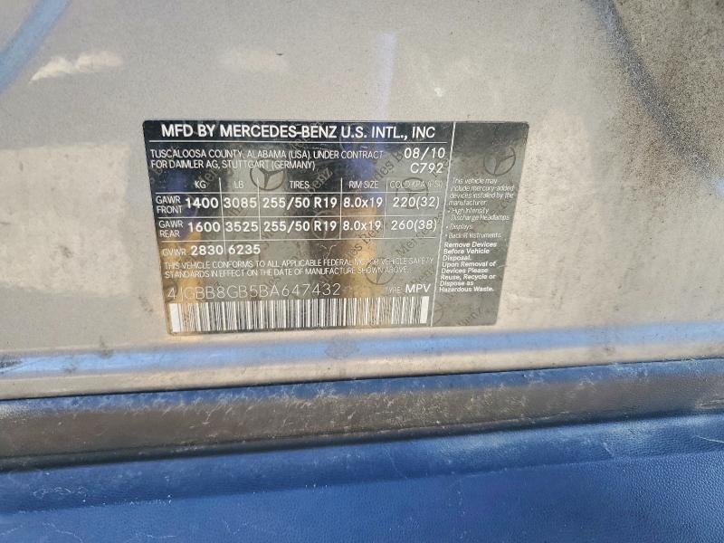 Продаж на аукціоні авто 2011 Mercedes-benz Ml, vin: 4JGBB8GB5BA647432, номер лоту: 56833476