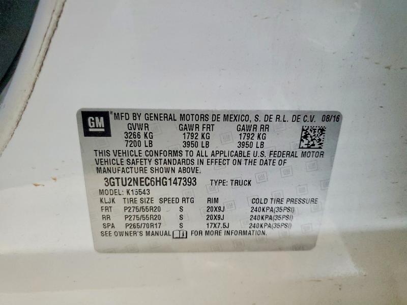 Продажа на аукционе авто 2017 Gmc Sierra, vin: 3GTU2NEC6HG147393, номер лота: 59007046
