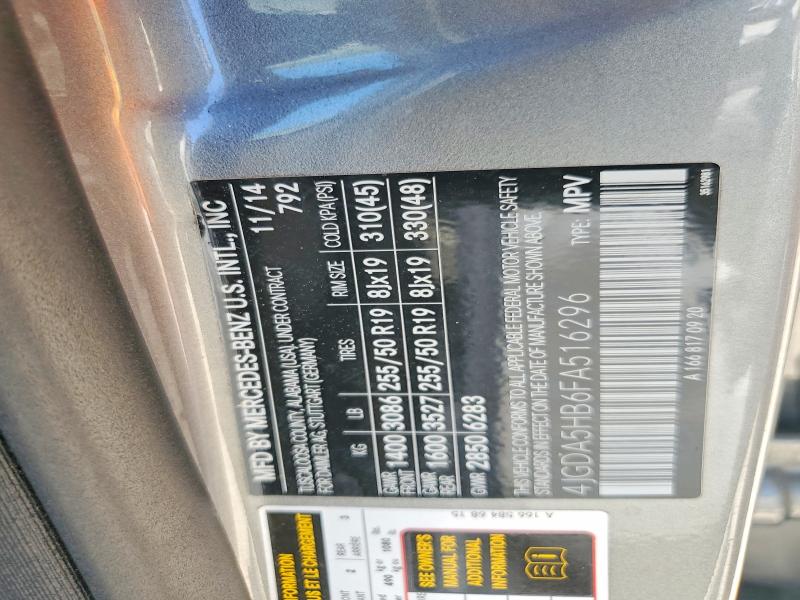 56467986 :رقم المزاد ، 4JGDA5HB6FA516296 vin ، 2015 Mercedes-benz Ml مزاد بيع