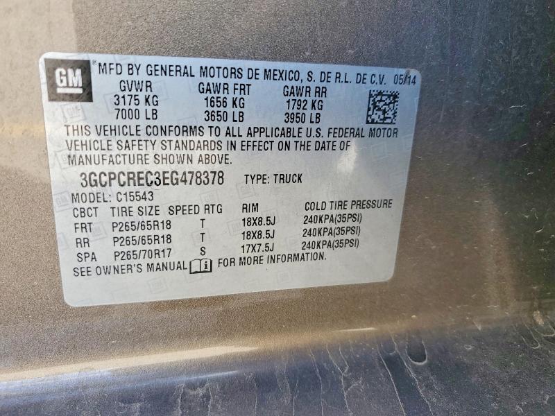 56975446 :رقم المزاد ، 3GCPCREC3EG478378 vin ، 2014 Chevrolet Silverado مزاد بيع