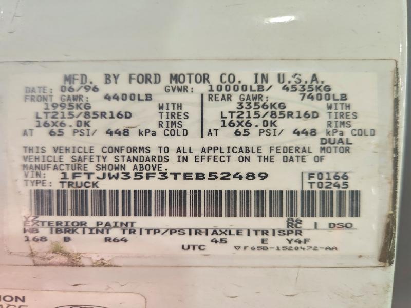 Продажа на аукционе авто 1996 Ford F350, vin: 1FTJW35F3TEB52489, номер лота: 57007296