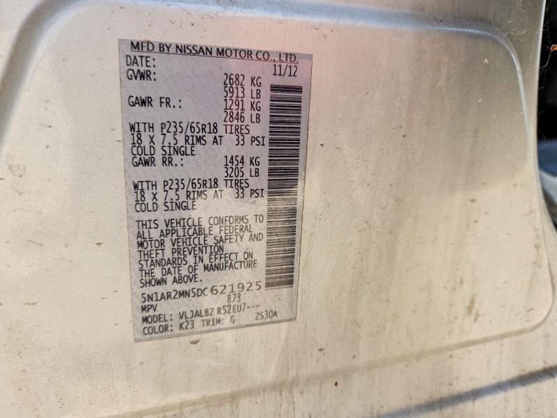 58722276 :رقم المزاد ، 5N1AR2MN5DC621925 vin ، 2013 Nissan Pathfinder مزاد بيع