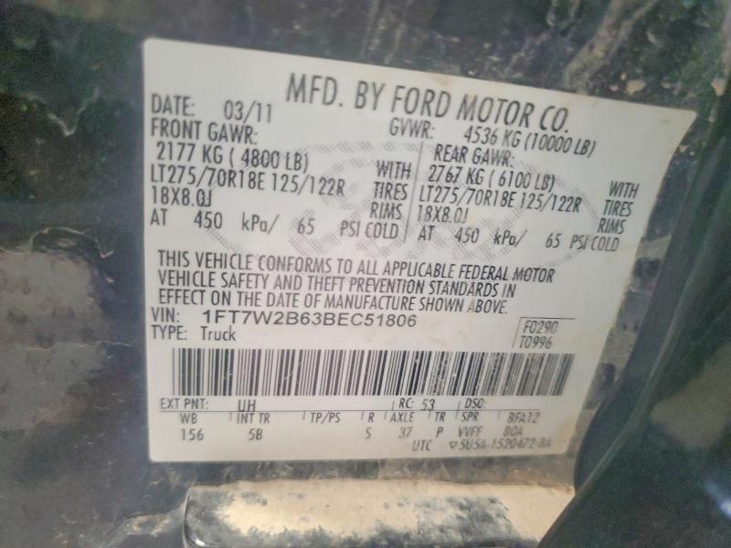Продажа на аукционе авто 2011 Ford F250, vin: 1FT7W2B63BEC51806, номер лота: 55718686