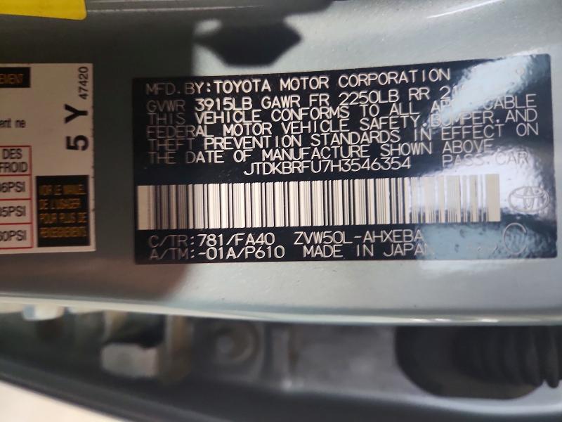 Продаж на аукціоні авто 2017 Toyota Prius, vin: JTDKBRFU7H3546354, номер лоту: 57957876