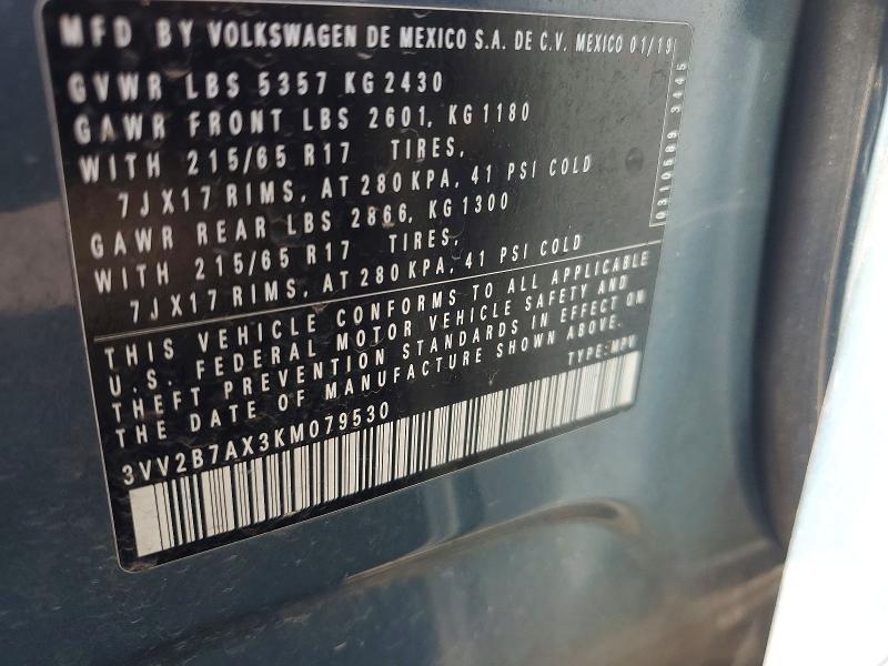 Aukcja sprzedaży 2019 Volkswagen Tiguan, vin: 3VV2B7AX3KM079530, numer aukcji: 56890996